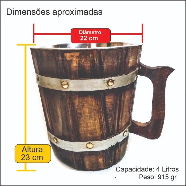 caneco de chopp de madeira oktoberfest - Foto 4