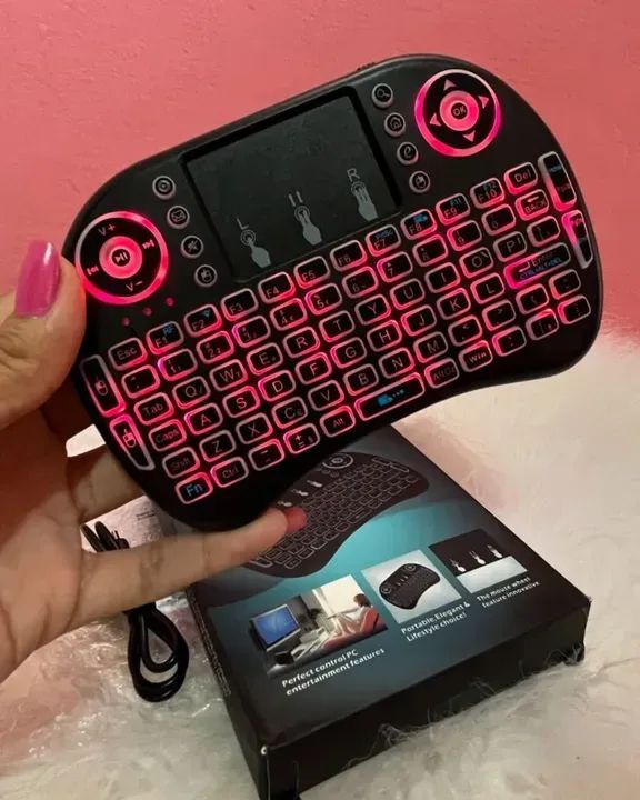 Teclado sem Fio com TOUCHPAD e Led RGB Colorido para smart tv, notebook, PC etc