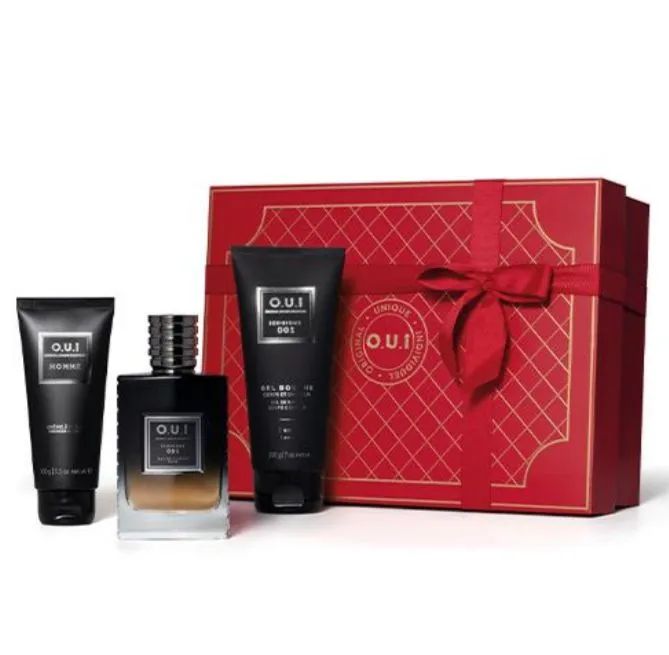 Kit O.U.I perfume + creme de barbear + gel de banho 