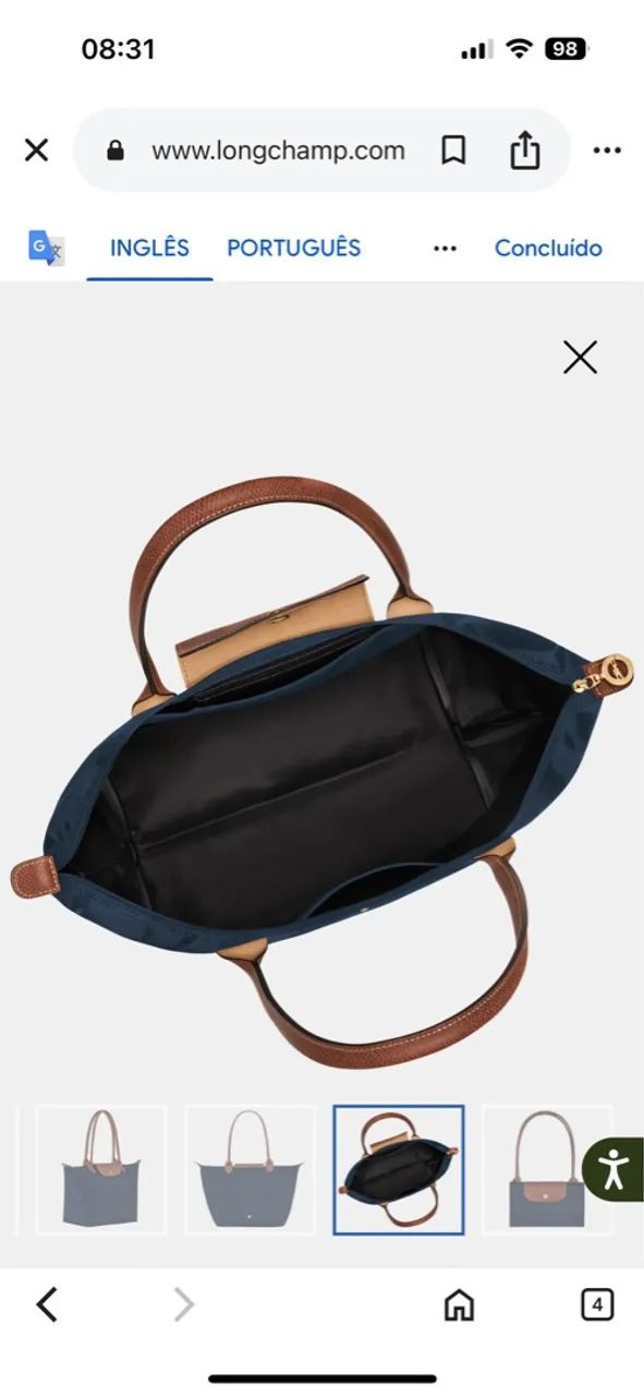 Bolsa Longchamp Verde com Detalhes em Couro - Foto 4