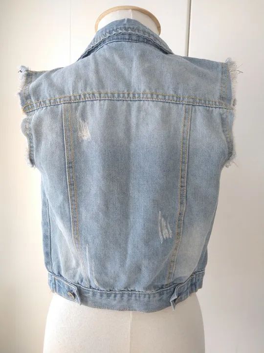 Colete Jeans Desfiado - Foto 2
