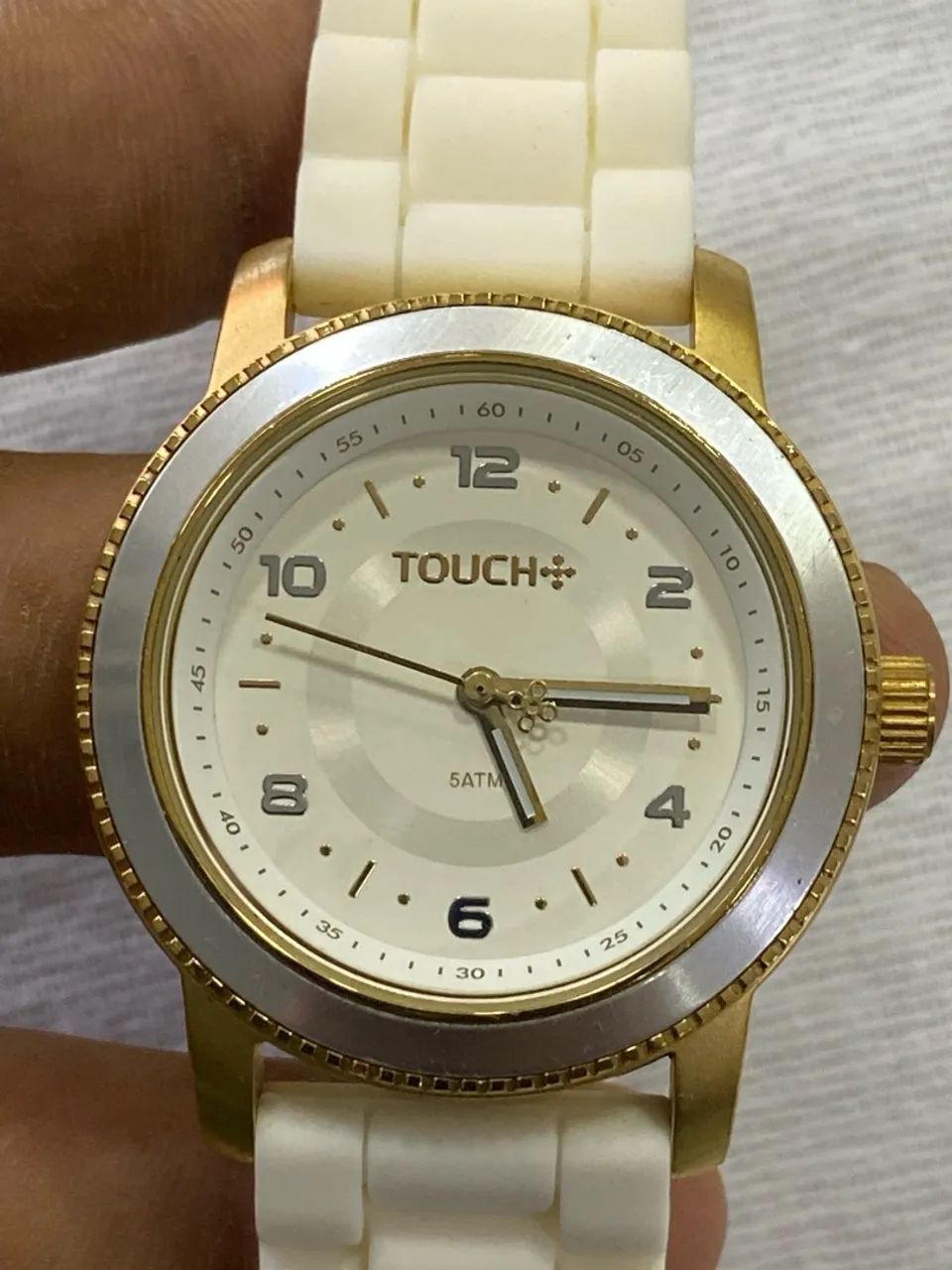 Relógio Touch Branco e Dourado - Foto 2