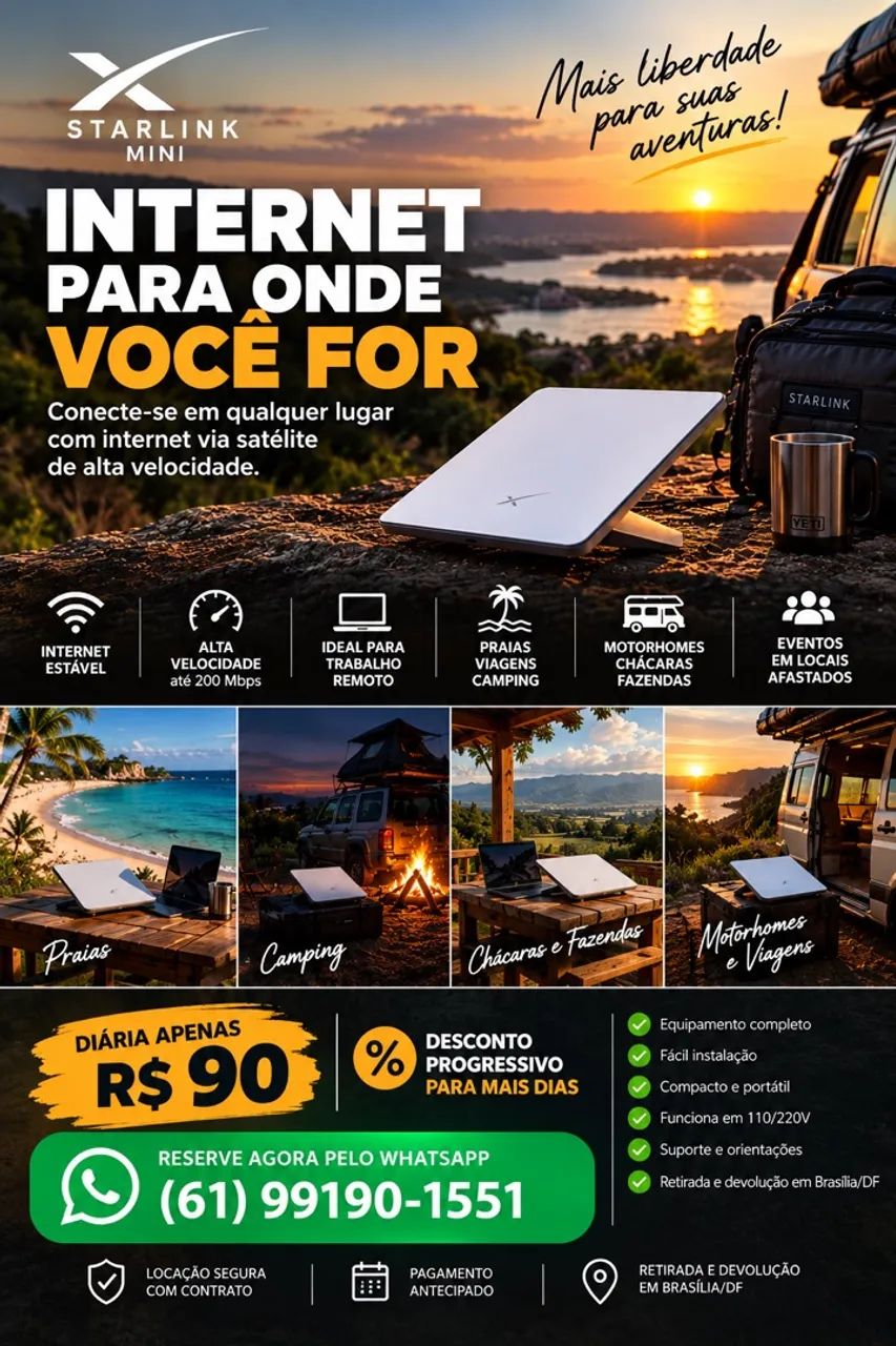 Aluguel Star Link mini. Internet para viagens e camping.
