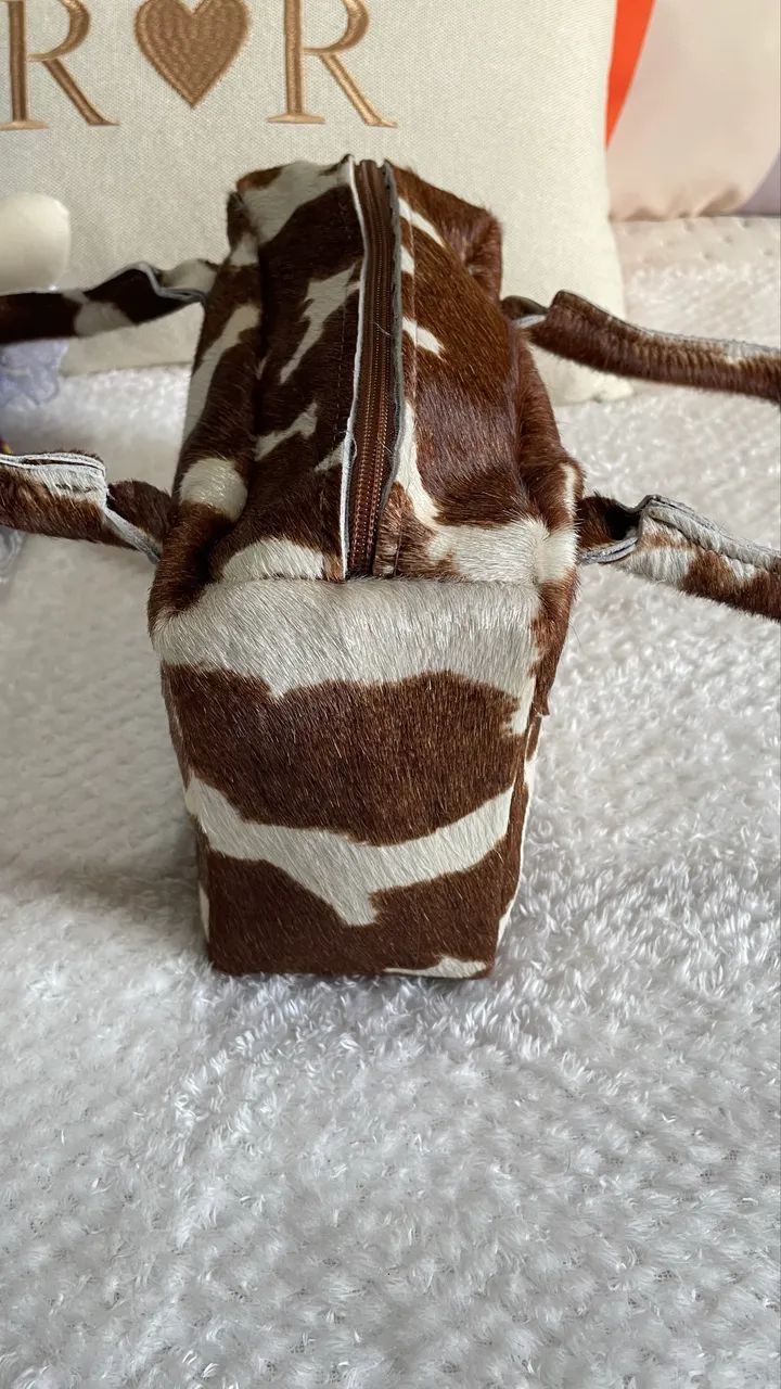 Bolsa de couro legítimo com pelo  - Foto 2