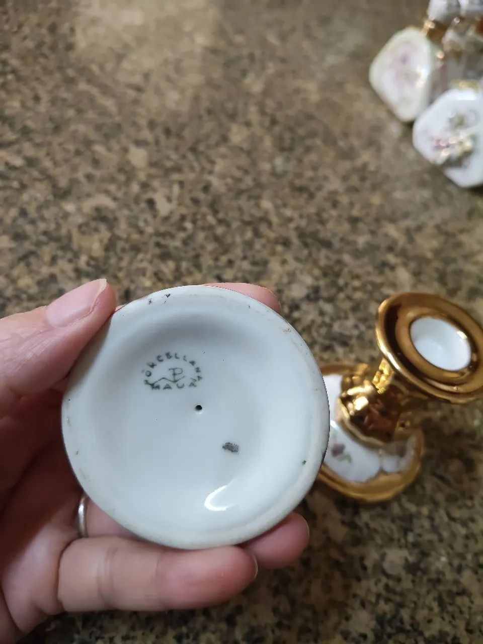 Par castiçal porcelana vintage Mauá  - Foto 4