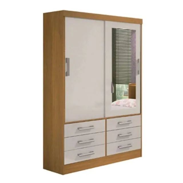 Roupeiro Meridian Plus 2P6G com Espelho Branco D Doro - Foto 4