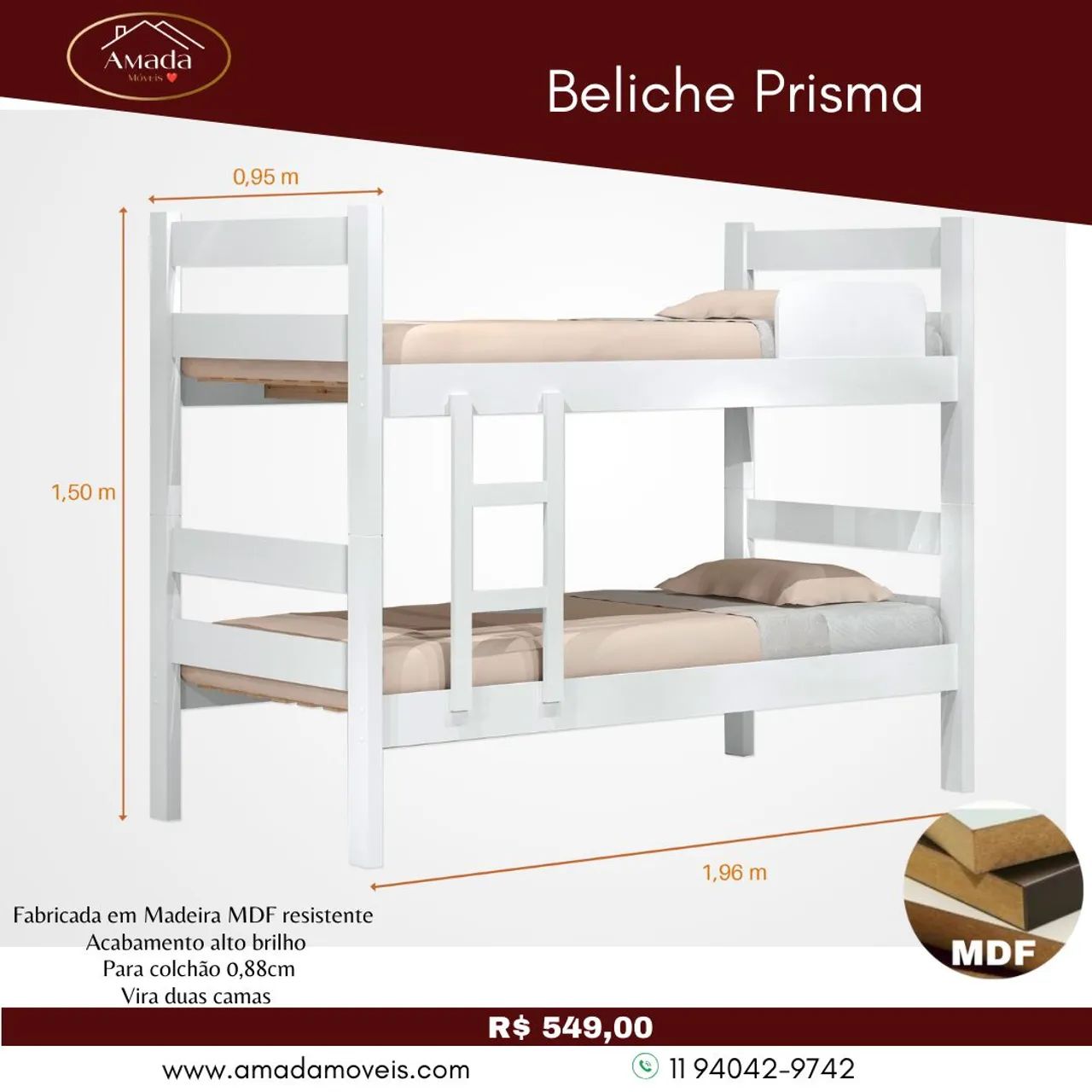 Beliches em promoção prisma MDF 