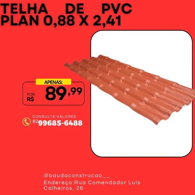 Telha de Pvc Plan 0,88x2,41 Cerâmica NORTELIT