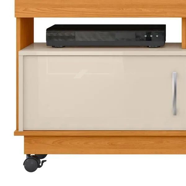 Rack Artur Para TV 50 Polegadas Com Rodízios Cinamomo e Off White - Madetec - Foto 4
