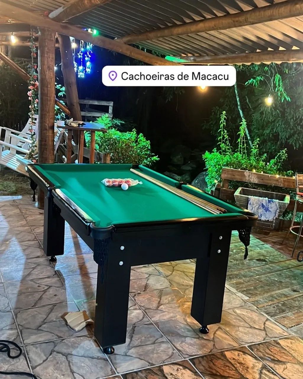 Black Pool Table with Green Felt