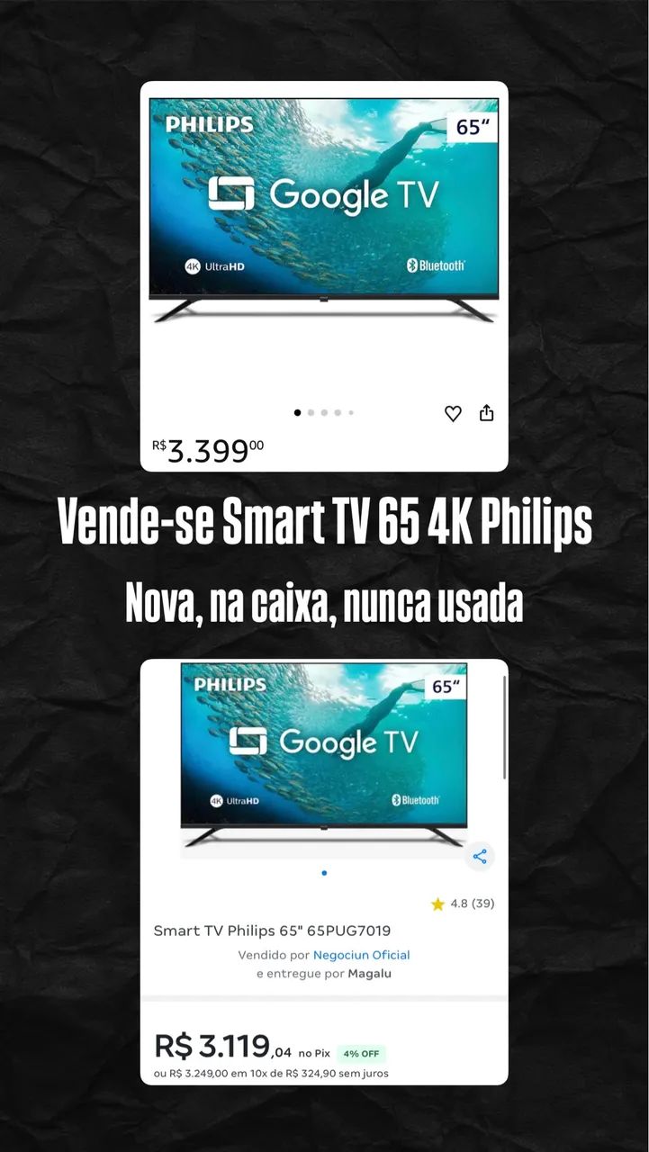 Smart TV 65 4K Philips - NOVA NA CAIXA - Foto 2