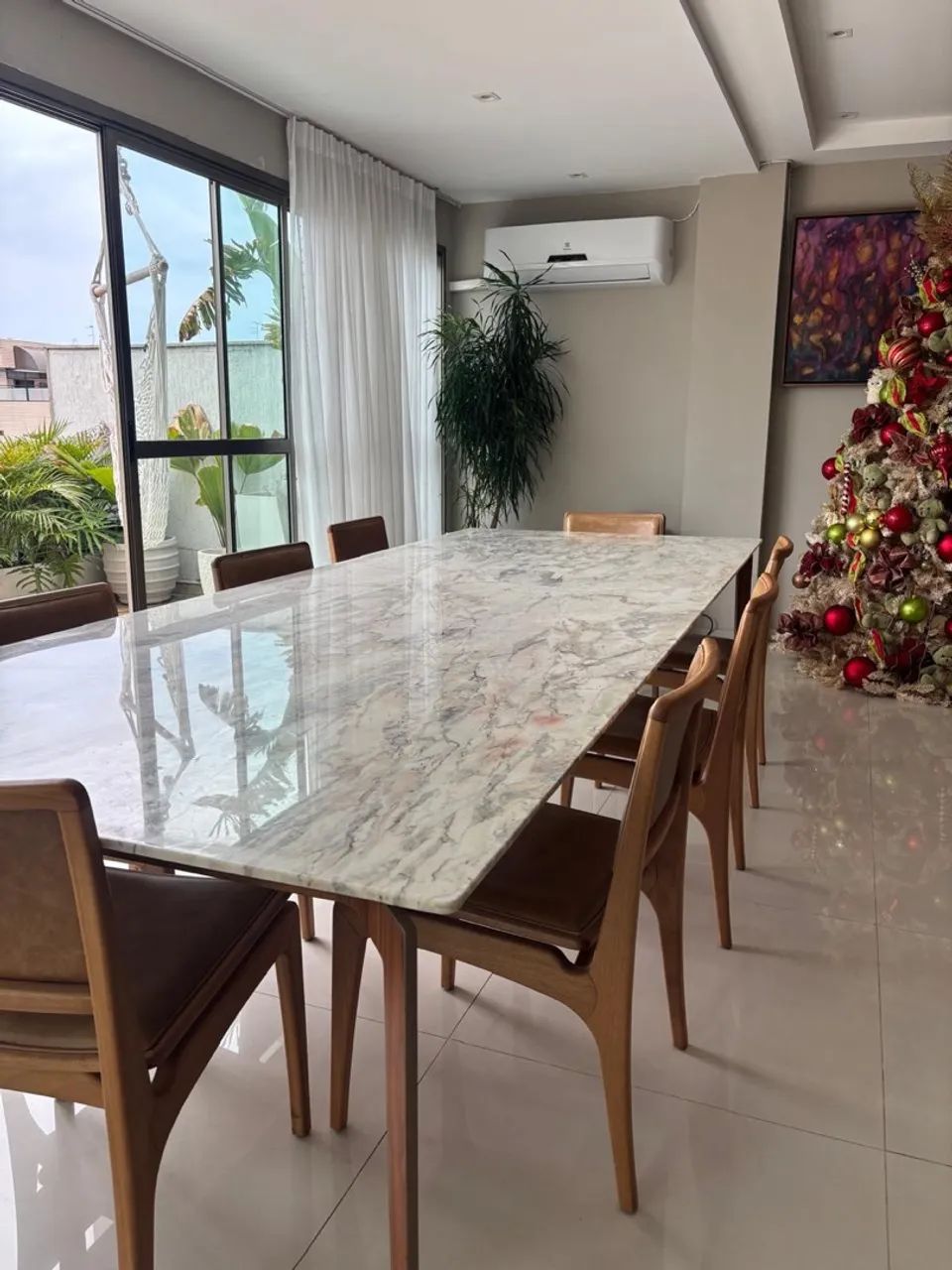 Mesa de jantar luxo tampo de mármore  - Foto 3