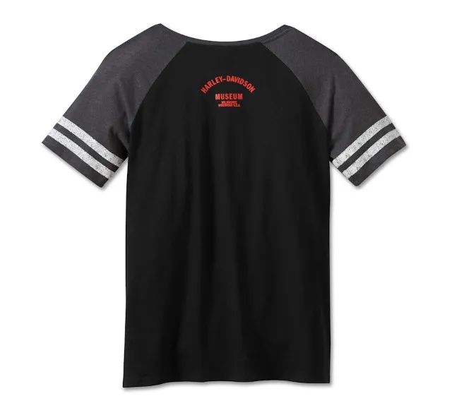 Camisa Feminina Harley-Davidson Script Font Raglan - ORIGINAL - Foto 2