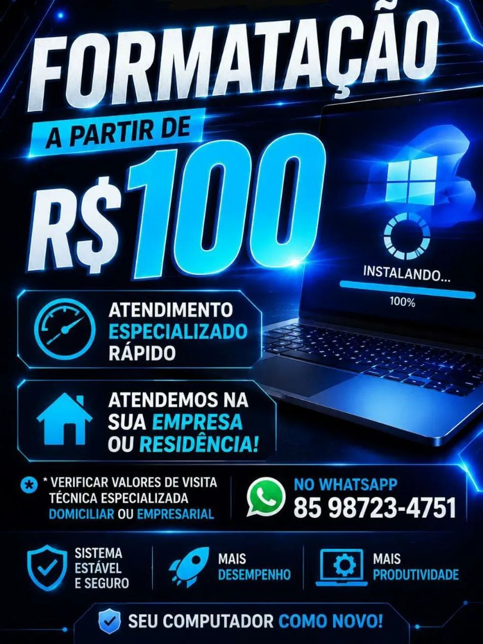 Formatação de NOTEBOOK CPU PC GAMER | Serviço Especializado| Fortaleza 