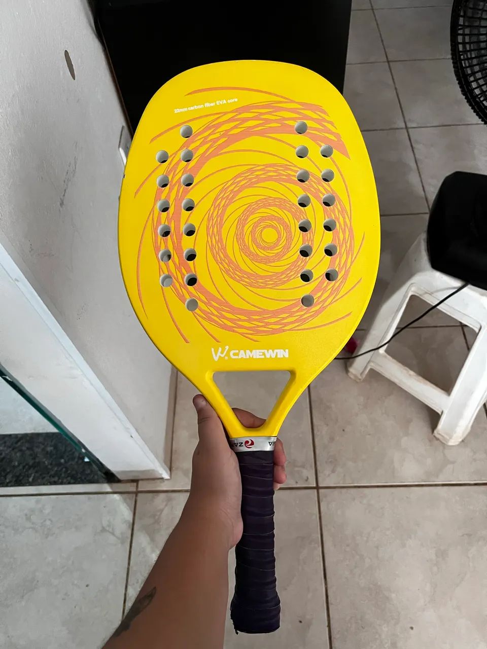 raquete de beach tennis Camewin amarela - Foto 3