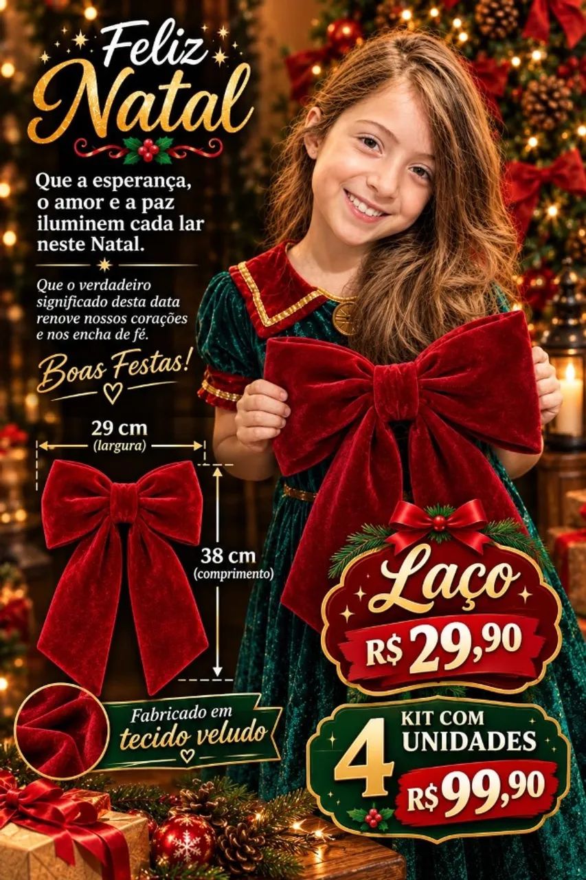 Laço de Natal de veludo  - Foto 4