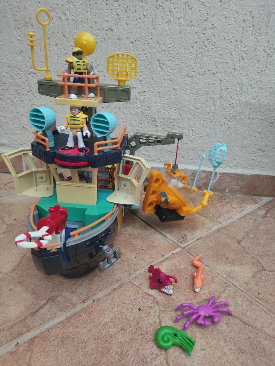 Brinquedo barco imaginext completo com submarino e acessórios - Foto 3