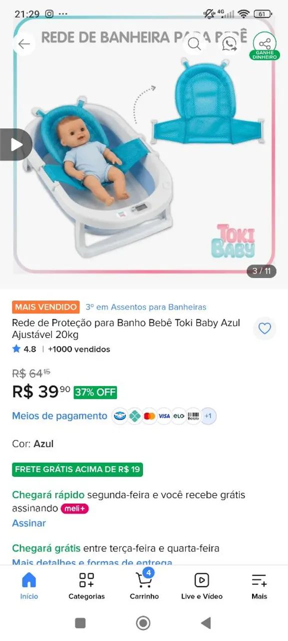 Banheira com trocador e rede de proteção - Foto 2