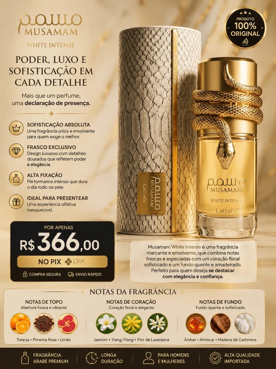 Perfume Lattafa Musamam White Intense Eau De Parfum 100 ml