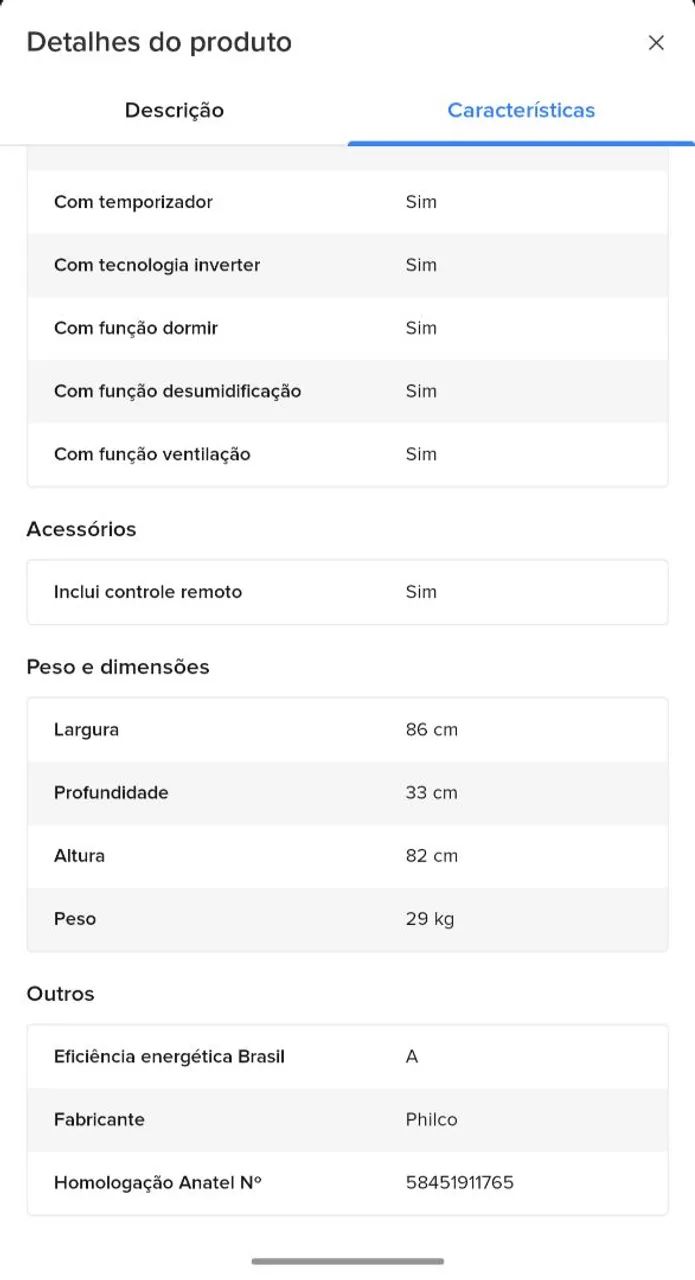 AR CONDICIONADO- PHILCO- 9000 BTUS- COM 1 MÊS DE USO - Foto 3
