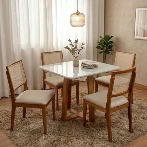 Mesa Pedro 90x90 com 4 cadeiras Dubai - Entrega Rápida 