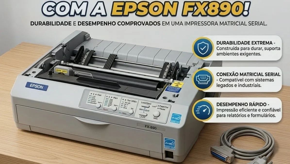 Impressora Matricial Epson FX-890 Serial Em Bom Estado com Cabos