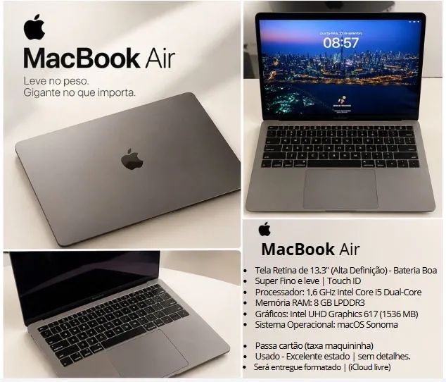 MacBook Air Retina 13" (2018) - Intel I5 8gb Ram Ssd | Prateado.  - Foto 4