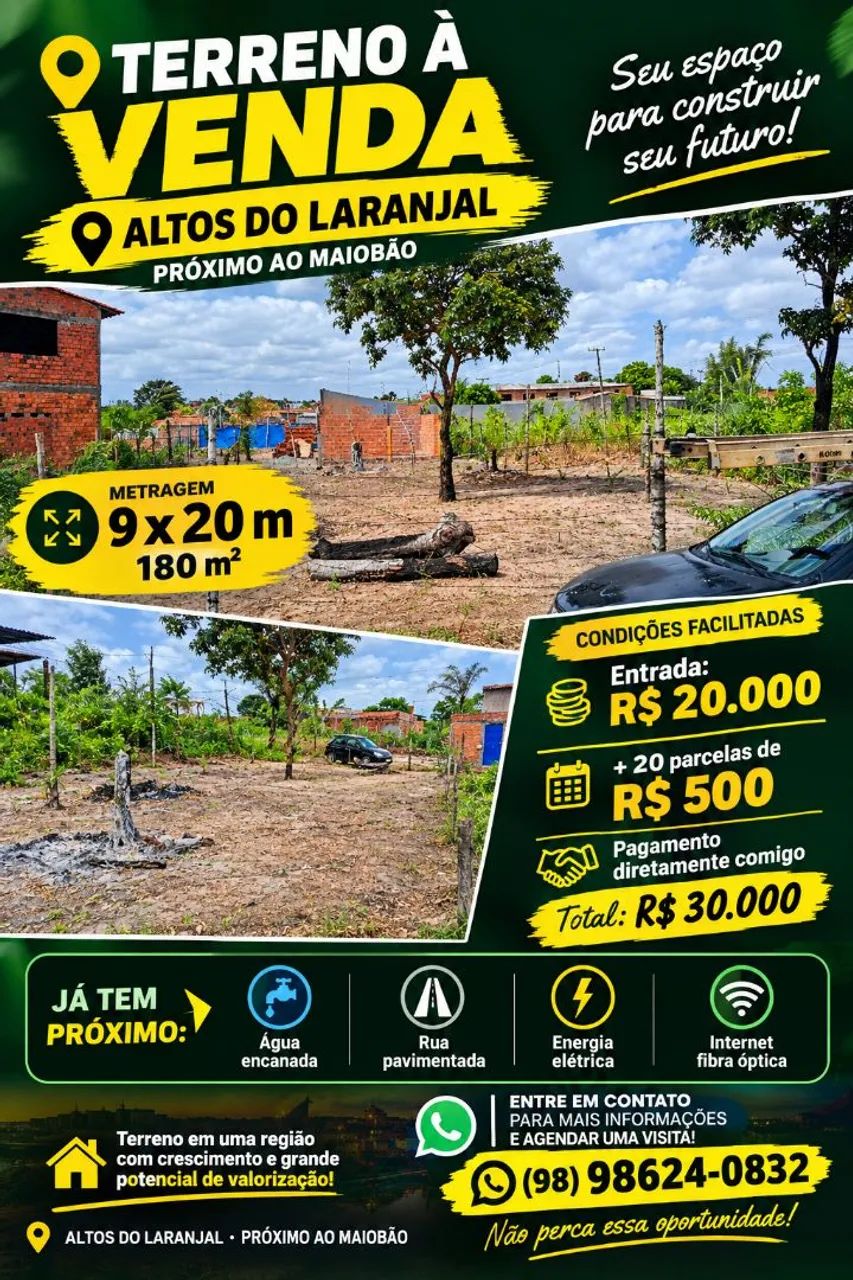 Terreno 9x20 próximo ao Maiobão