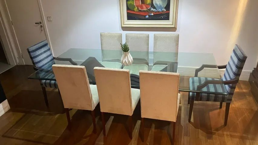 MESA DE JANTAR DE VIDRO PARA 8 LUGARES - GRANDE E ELEGANTE - Foto 3