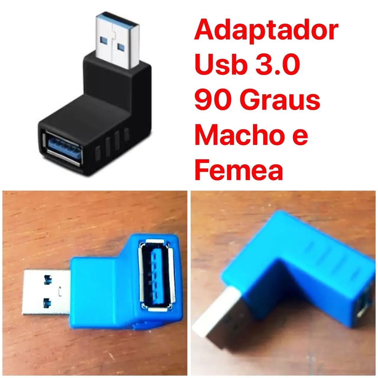 Adaptador Usb 3.0 90 Graus Macho e Femea