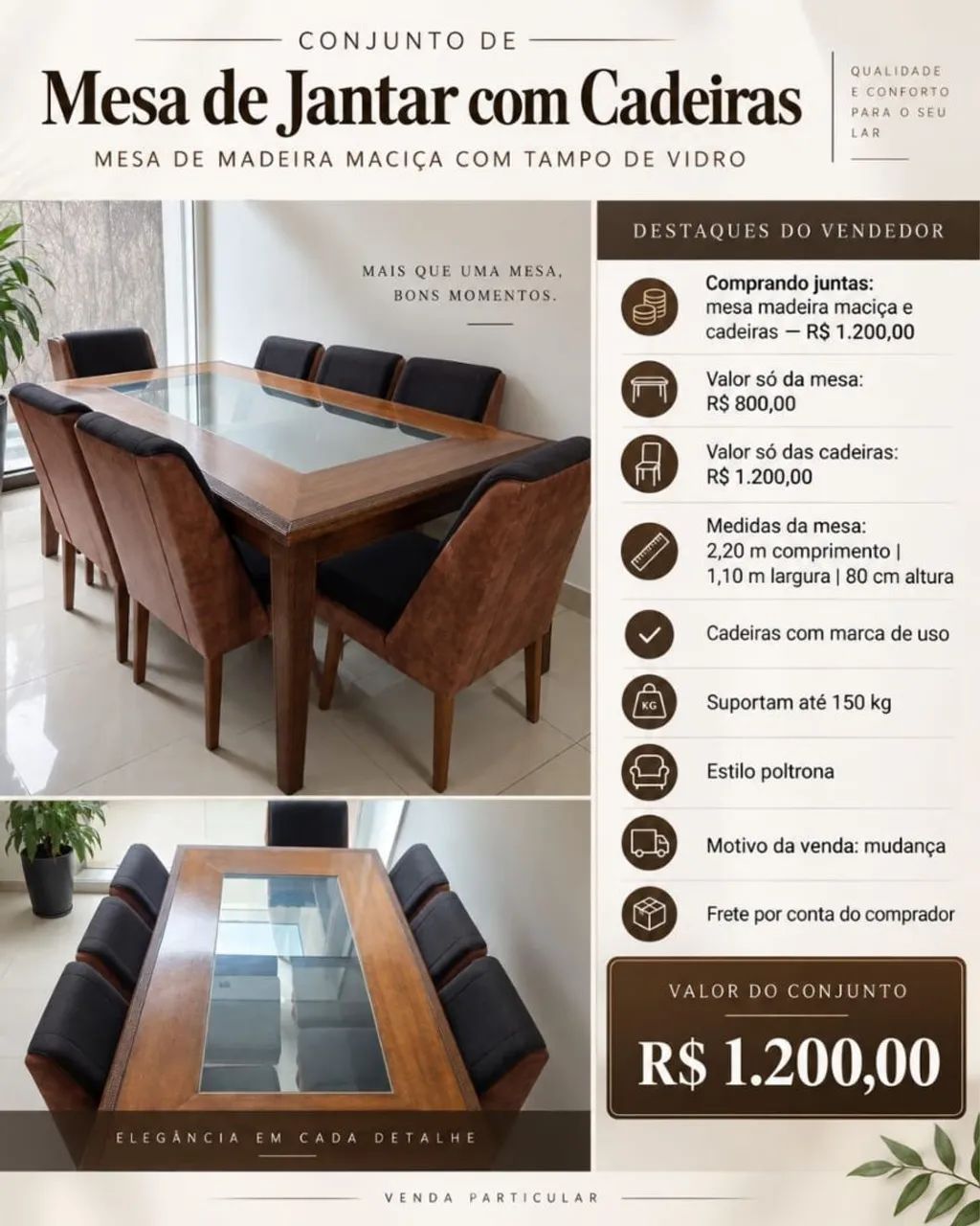 Mesa de jantar e Cadeiras