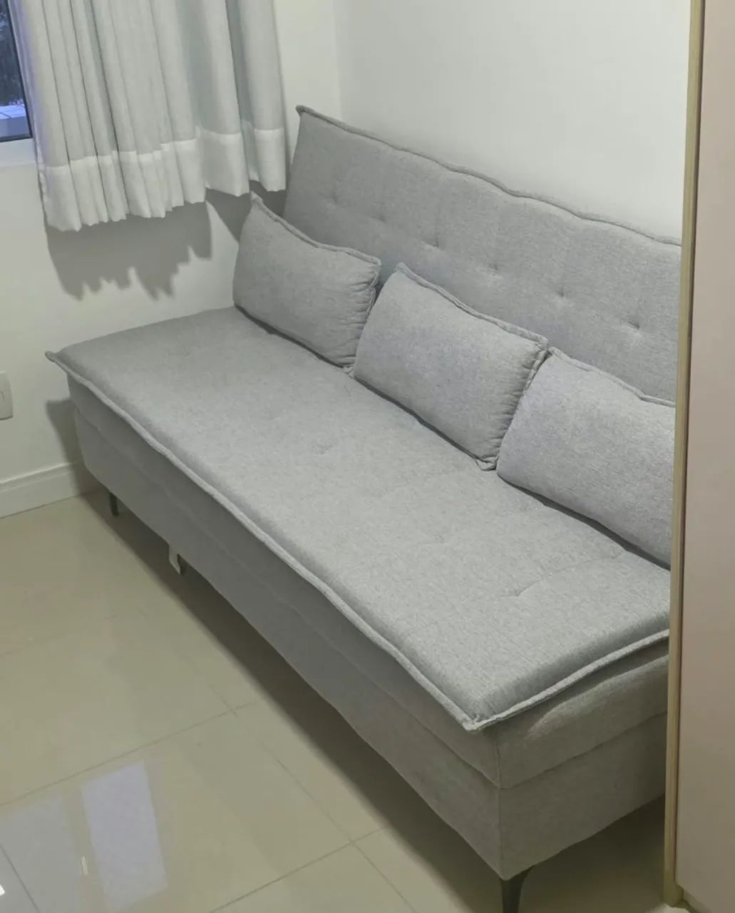 Sofá Cama Linho Cinza Ortobom