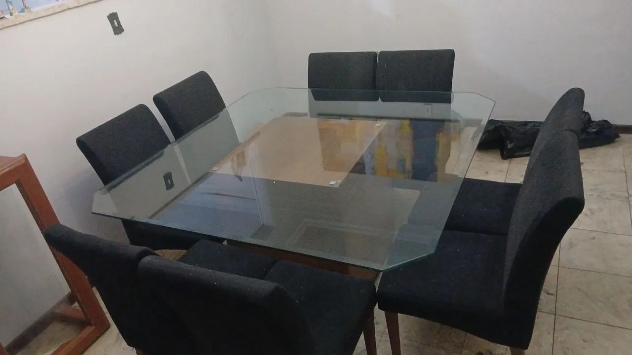 MESA DE JANTAR TAMPO VIDRO  8 CADEIRAS  - Foto 2
