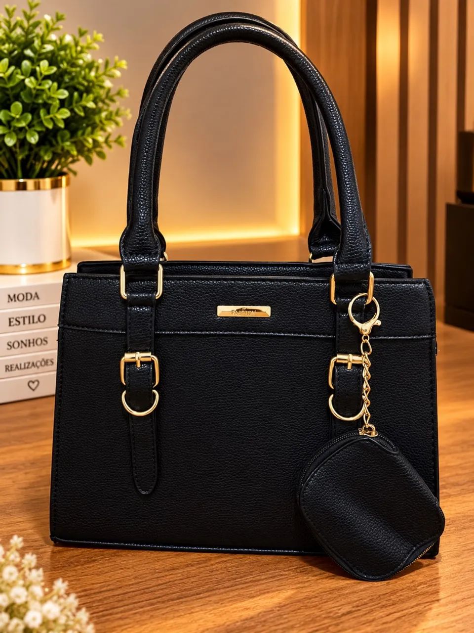 Bolsa com forro/acompanha alça transversal 
