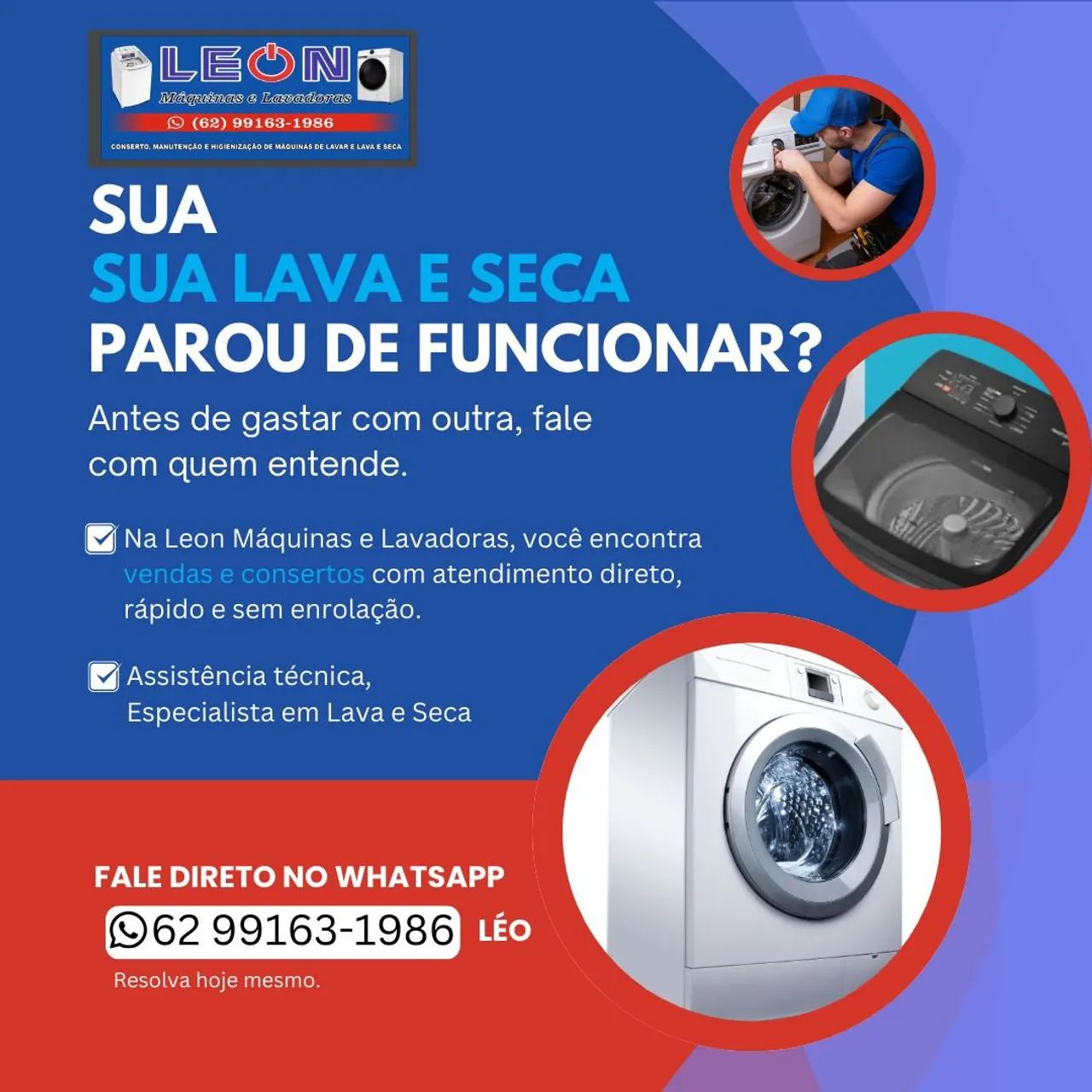 Lavadora de roupas e Lava e Seca  Conserto 