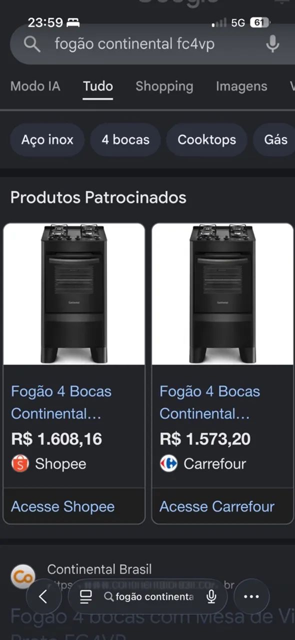 FOGÃO 4 BOCAS PREMIUM CONTINENTAL - Foto 4