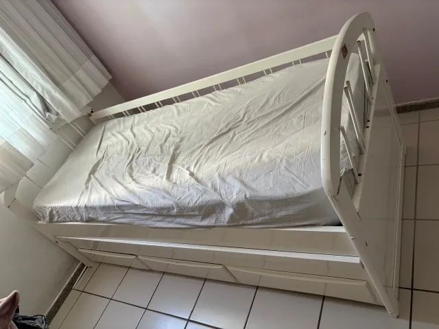 Bicama com 3 gavetas em madeira branca da Quarto Crescente - Foto 5