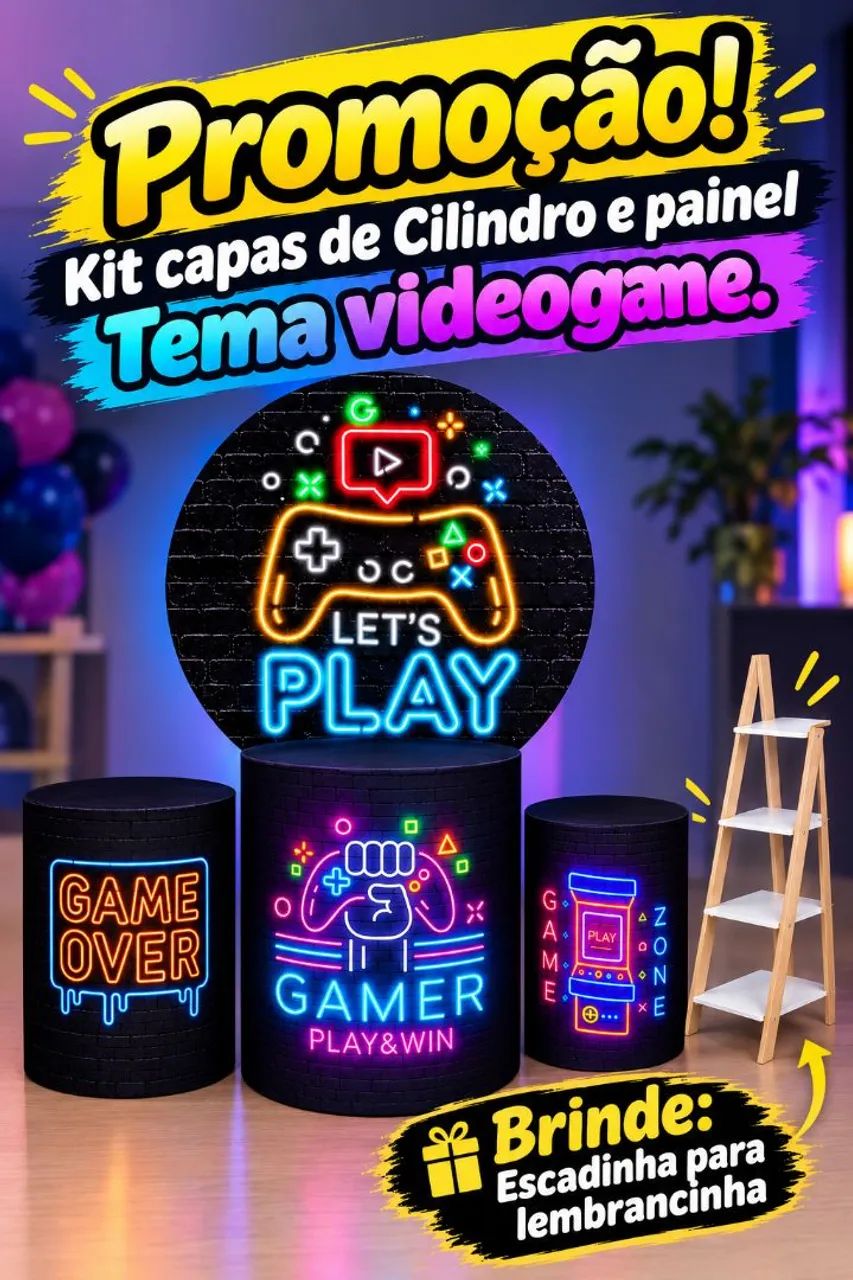 Capa de painel e cilindros tema videogame +Brinde - Foto 4
