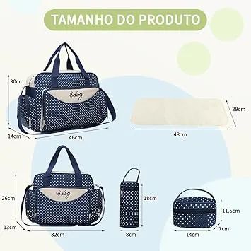 Kit 5 Peças Bolsa Maternidade Multifuncional Para Mães Novo - Foto 2