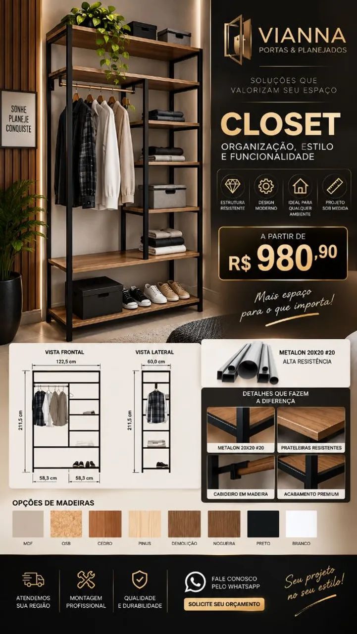 CLOSET INDUSTRIAL EM METALON - Foto 4