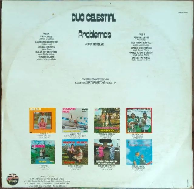 Lp Disco de Vinil Gospel Evangélico Duo Celestial - Problemas Jesus resolve - raro - Foto 2