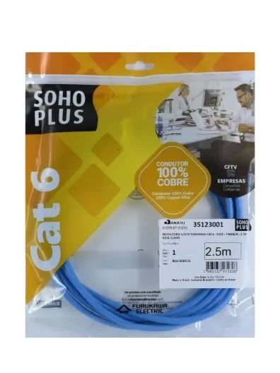 PATCH CORD CAT 6 2.5M SOHOPLUS CMX U/UTP AZUL FURUKAWA 