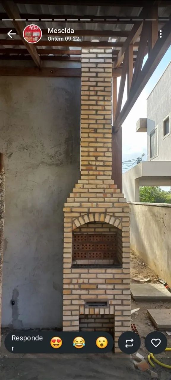 Construimos churrasqueira de tijolos aparente 