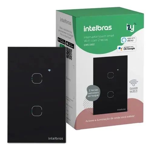 Interruptor Inteligente Wi-Fi Intelbras EWS 1002 Touch 2 Teclas