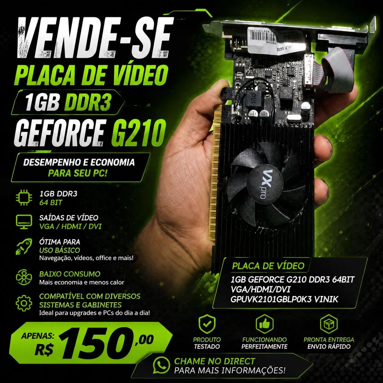 Placa De Video 1gb Geforce G210 