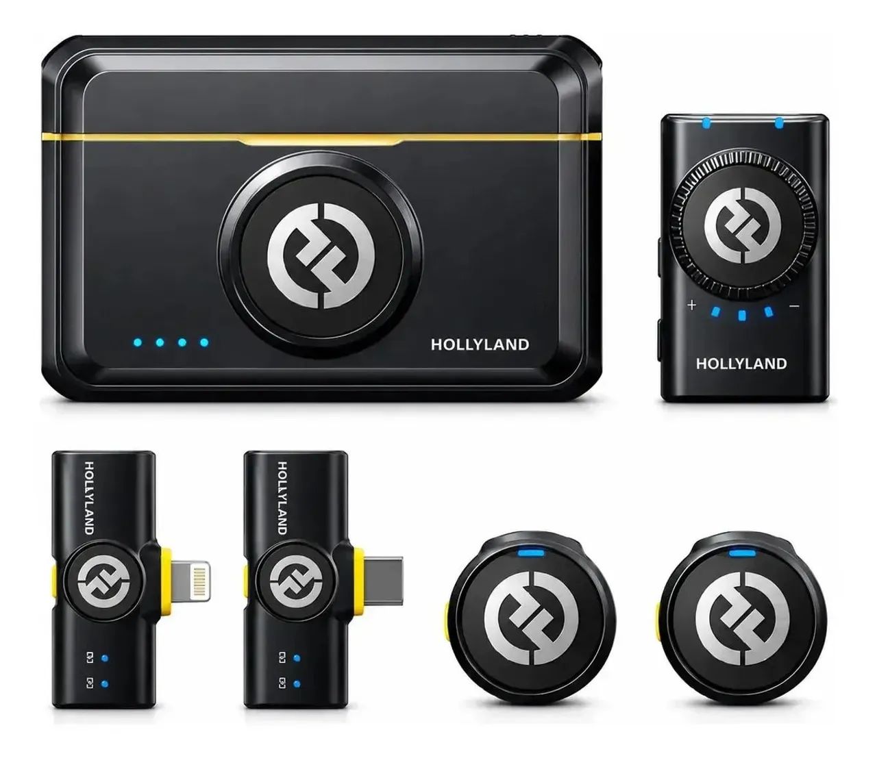 Microfone Lapela Hollyland Lark M2 Combo Duplo USB-C, Lightning e Camera preto - Foto 4