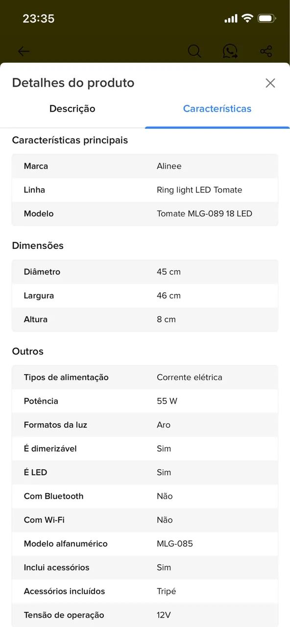 Ring Light Profissional Tomate 18 Polegadas 55W LED 448 Leds com Tripé - Foto 4