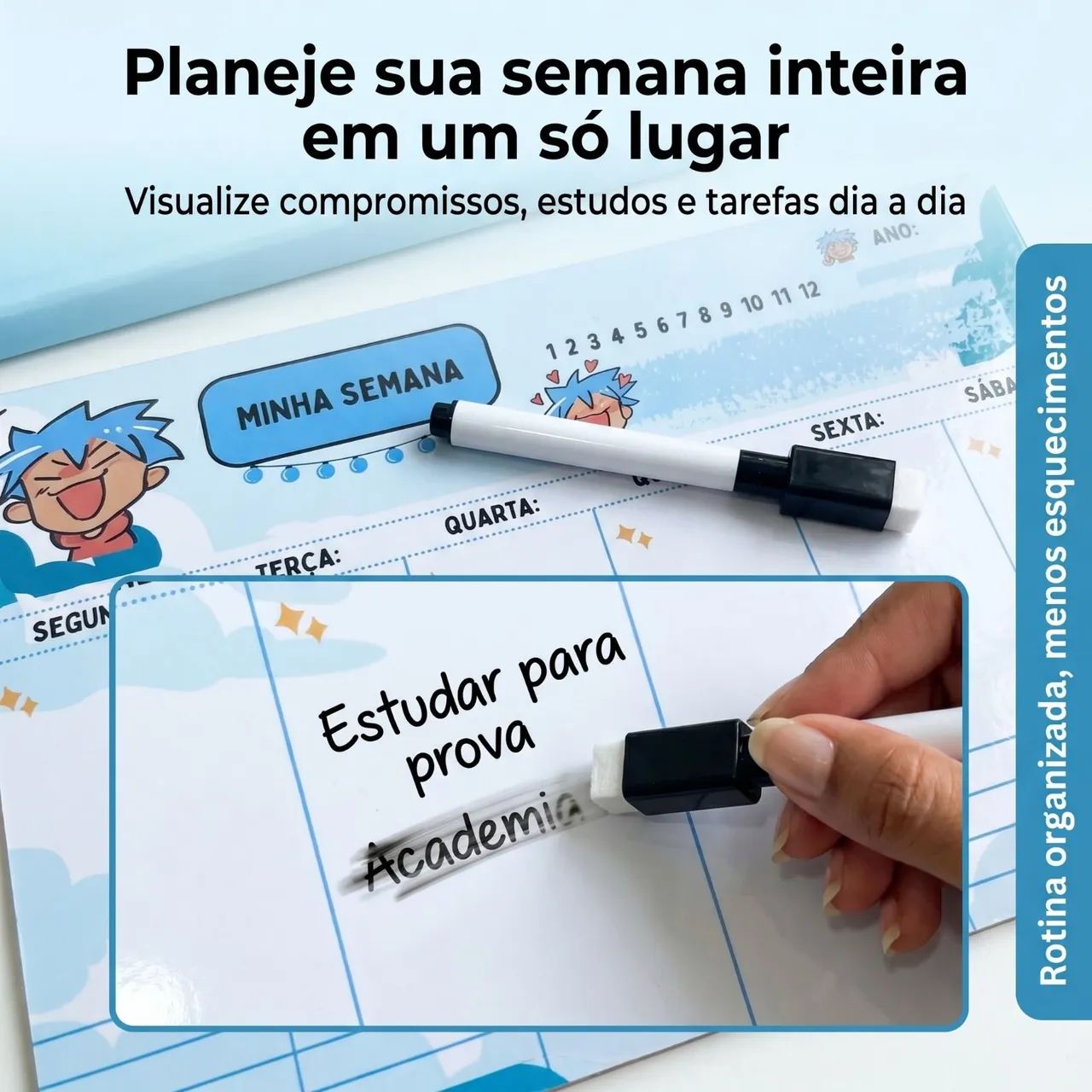 Planejador Semanal com caneta apagavel e imã  - Foto 3