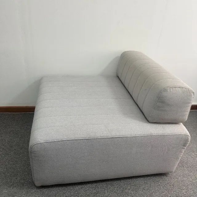 Módulo de Sofá Shazan Design 90x100 com Encosto Solto - Tecido em Linho Cinza Claro