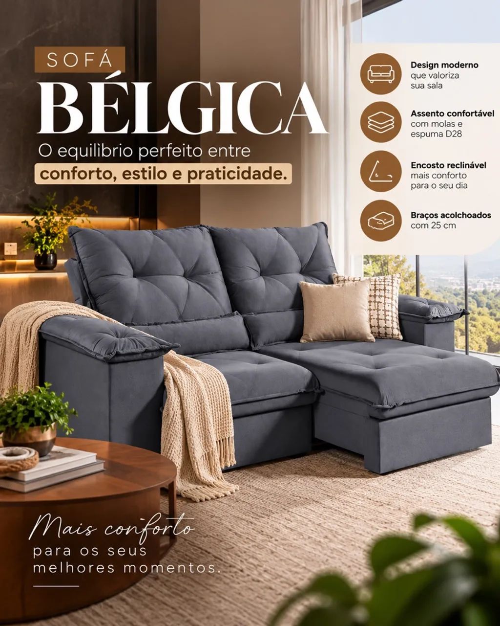 Sofá Bélgica: conforto, elegância e qualidade para transformar sua sala! - Foto 2